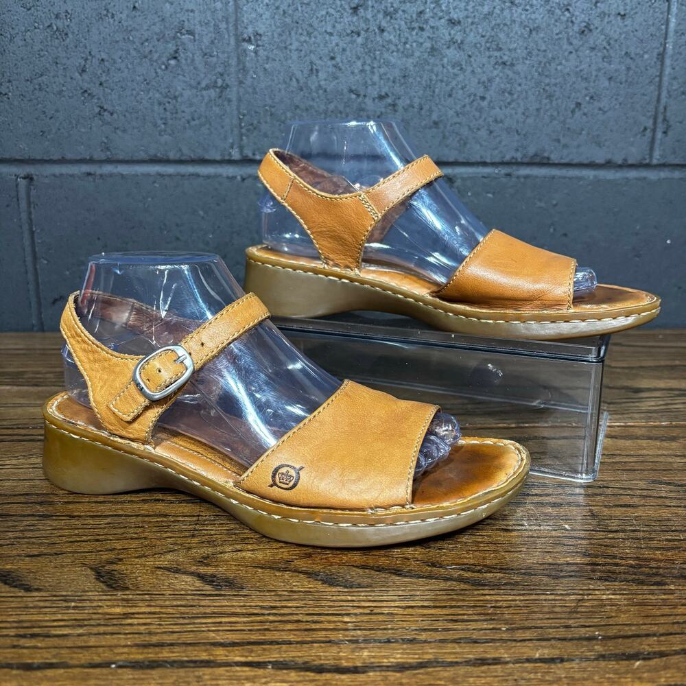 Born Brown Tan Leather Slingback Sandals Women’s Size 8